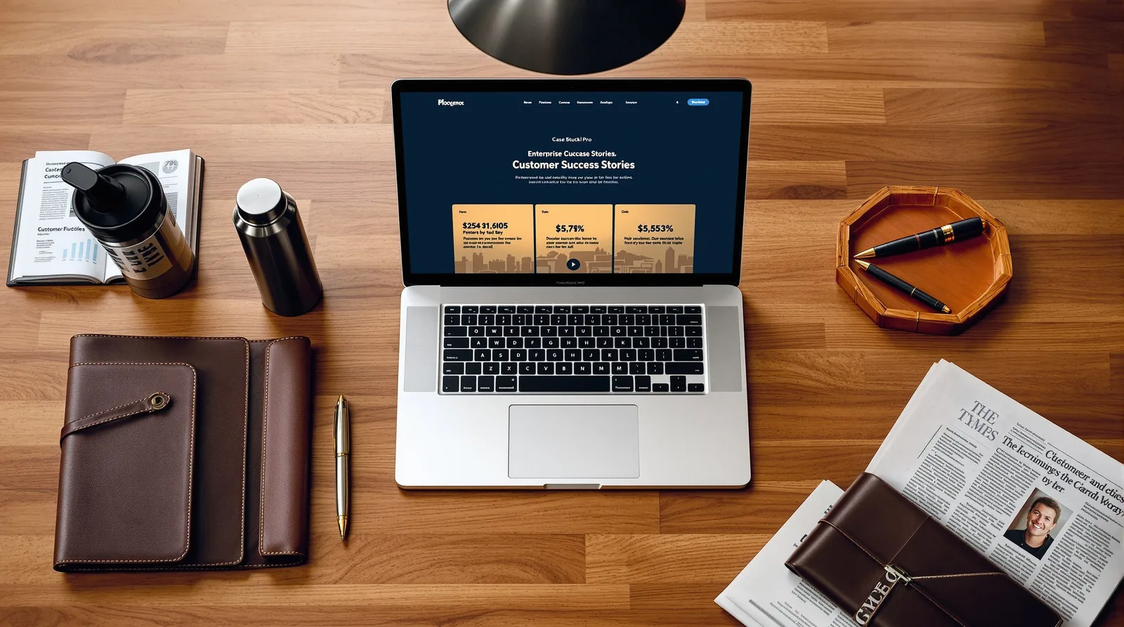 Modern b2b & saas enterprise website mockup displayed on a laptop in editorial context.