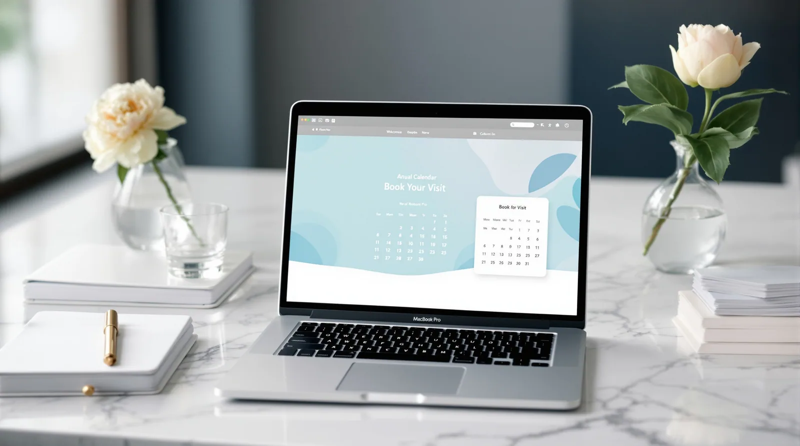 Modern dental website mockup displayed on a laptop in editorial context.