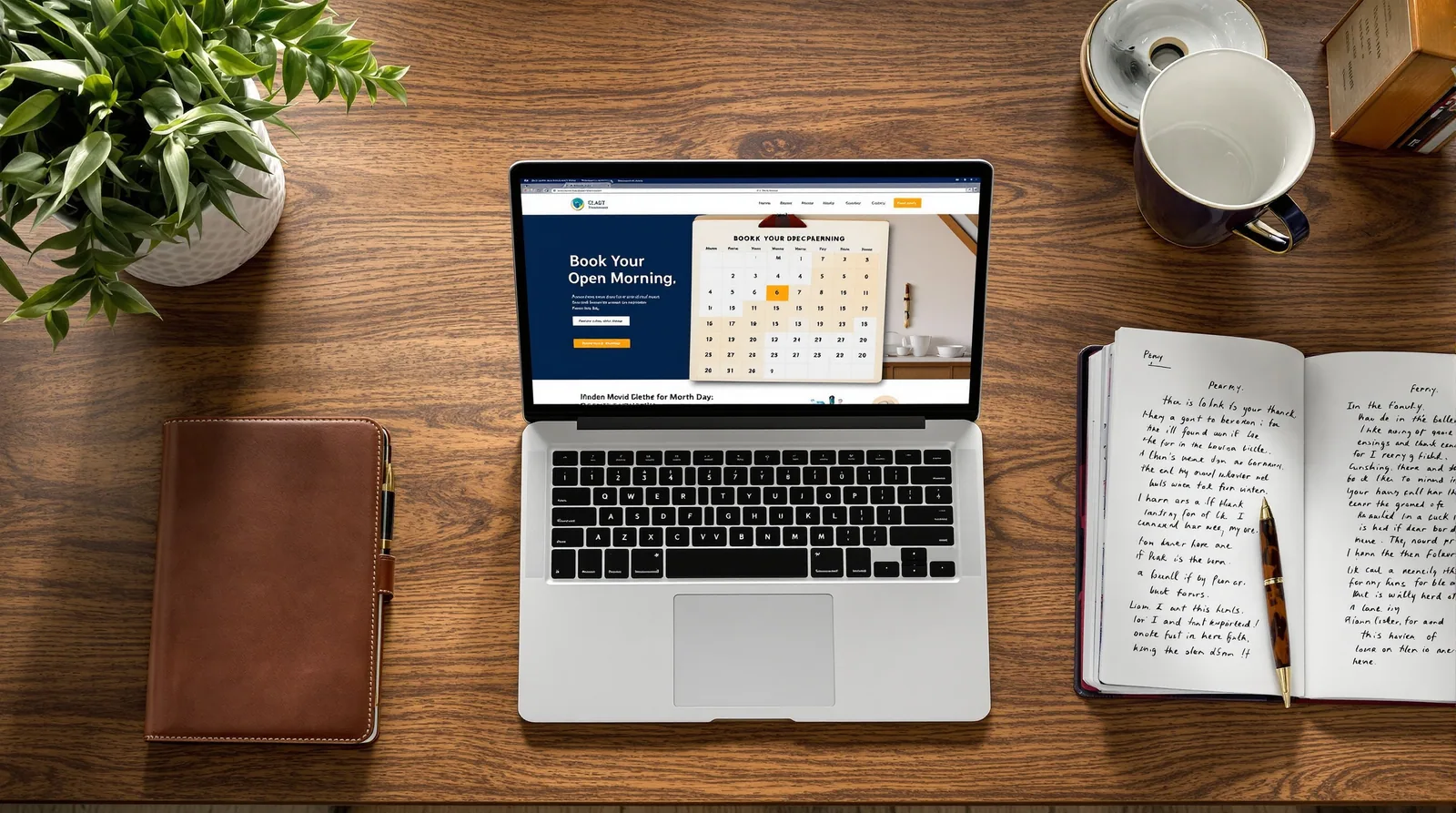 Modern education website mockup displayed on a laptop in editorial context.